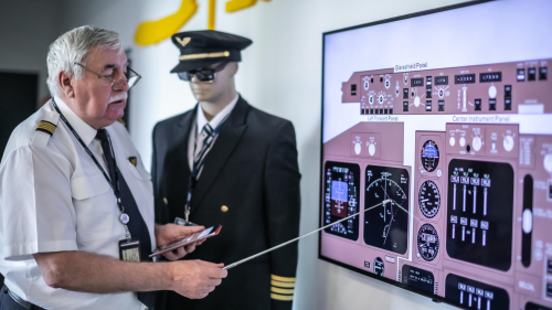 Légitársasági útvonal repülés bemutató egy Boeing 747-es szimulátorban 3